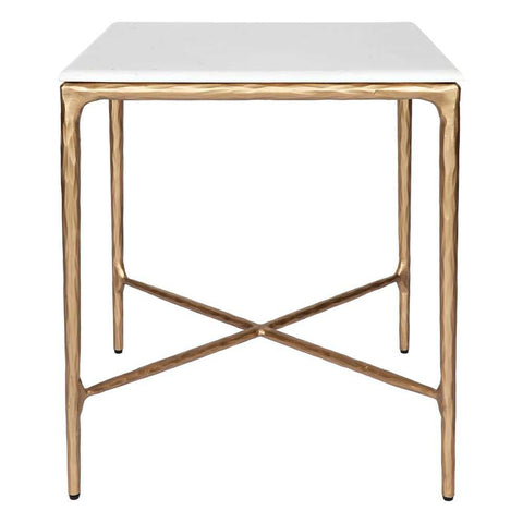 Heston Marble Square Side Table - Brass