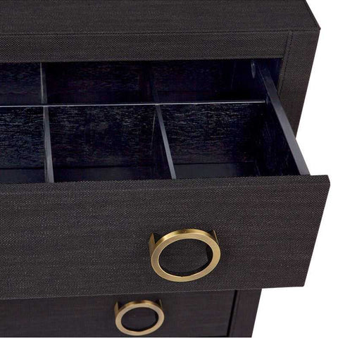 Astley Upholstered Bedside Table - Charcoal Linen - Bedside Tables - Eleganté
