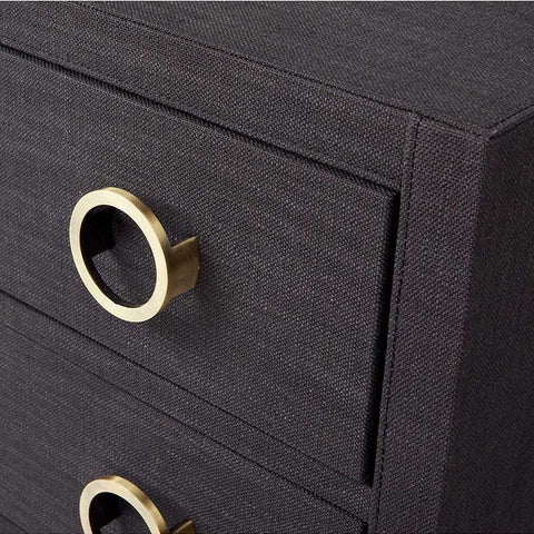 Astley Upholstered Bedside Table - Charcoal Linen - Bedside Tables - Eleganté