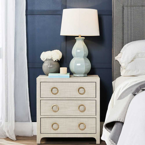 Astley Upholstered Bedside Table - Natural - Bedside Tables - Eleganté