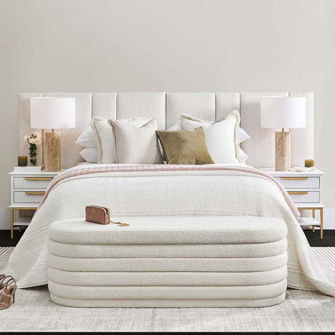 Bronx 277x130cm Queen Bedhead - Natural Linen