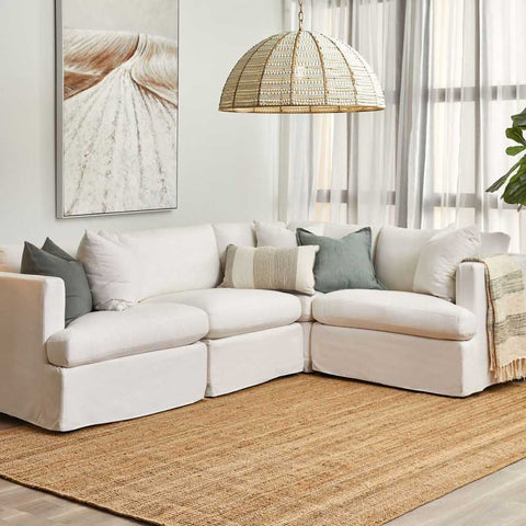 Birkshire Slip Cover Modular Corner Seat - White Linen