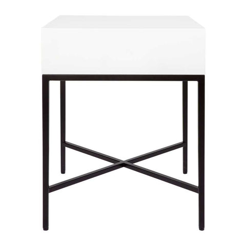 Nessa 1 Drawer Bedside Table - White/Black