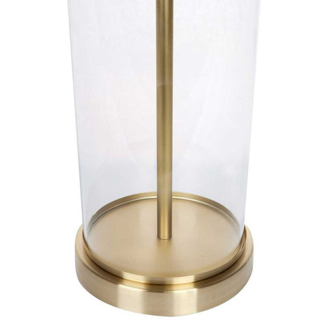 Left Bank Table Lamp - Brass w White Shade