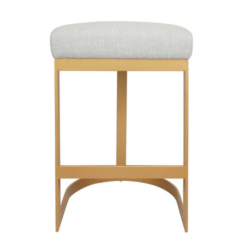 Brooke Brass Kitchen Stool - Natural Linen - OUTLET NSW