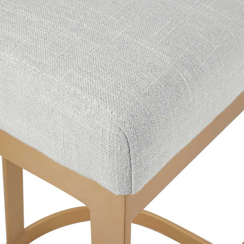 Brooke Brass Kitchen Stool - Natural Linen - OUTLET NSW