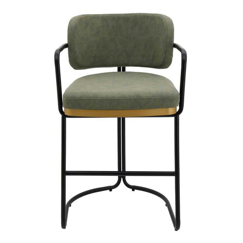 Charly Kitchen Stool &ndash; Olive Green Vegan Leather