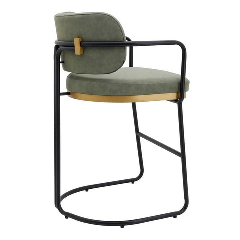 Charly Kitchen Stool &ndash; Olive Green Vegan Leather