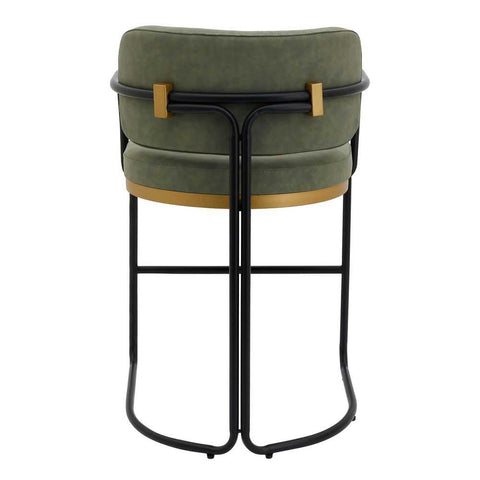 Charly Kitchen Stool &ndash; Olive Green Vegan Leather