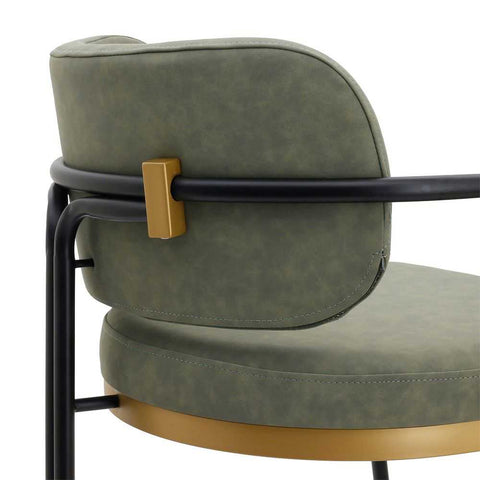 Charly Kitchen Stool &ndash; Olive Green Vegan Leather