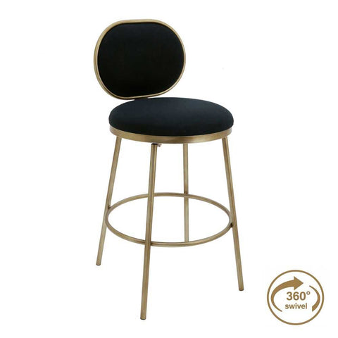 Eliza Swivel Kitchen Stool - Black Linen