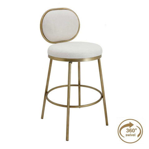Eliza Swivel Kitchen Stool - Natural Linen