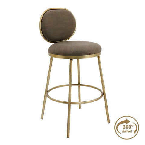 Eliza Swivel Kitchen Stool - Chocolate Linen
