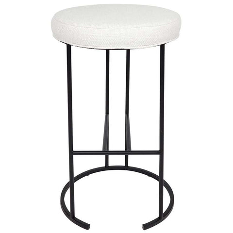 Blackley Black Iron Kitchen Stool - Natural Linen
