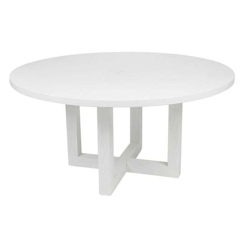 Leeton Oak Round Dining Table - 1.5m White - OUTLET NSW