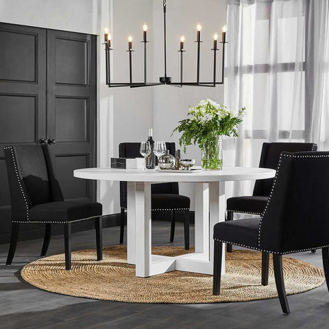 Leeton Oak Round Dining Table - 1.5m White - OUTLET NSW