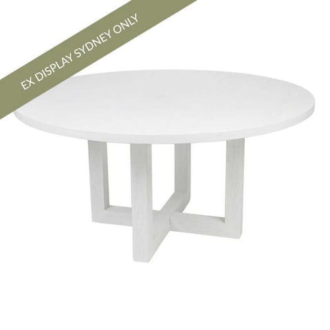 Leeton Oak Round Dining Table - 1.5m White - OUTLET NSW