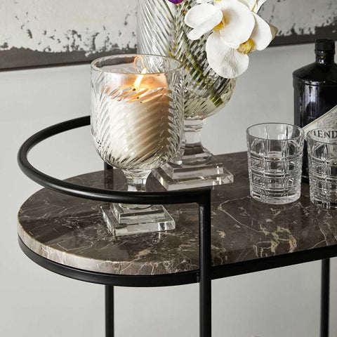 Southside Grey Marble Bar Cart - Black - Southside Grey Marble Bar Cart - Black - Eleganté