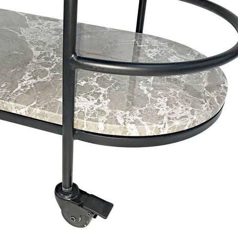 Southside Grey Marble Bar Cart - Black - Southside Grey Marble Bar Cart - Black - Eleganté