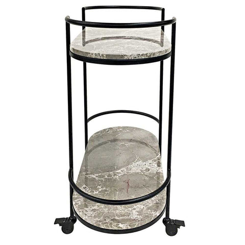 Southside Grey Marble Bar Cart - Black - Southside Grey Marble Bar Cart - Black - Eleganté