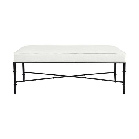 Hacienda Black Iron Bench Ottoman - Natural Linen