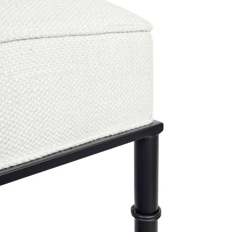 Hacienda Black Iron Bench Ottoman - Natural Linen