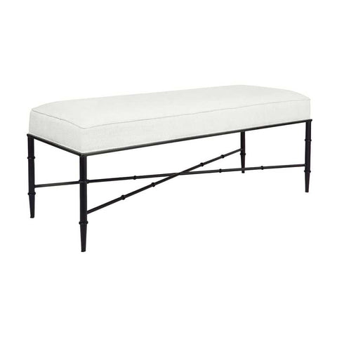 Hacienda Black Iron Bench Ottoman - Natural Linen