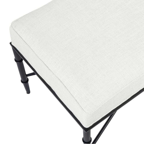 Hacienda Black Iron Bench Ottoman - Natural Linen