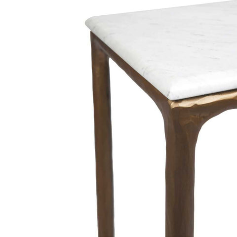 Heston 90cm Marble Console Table -  Brass