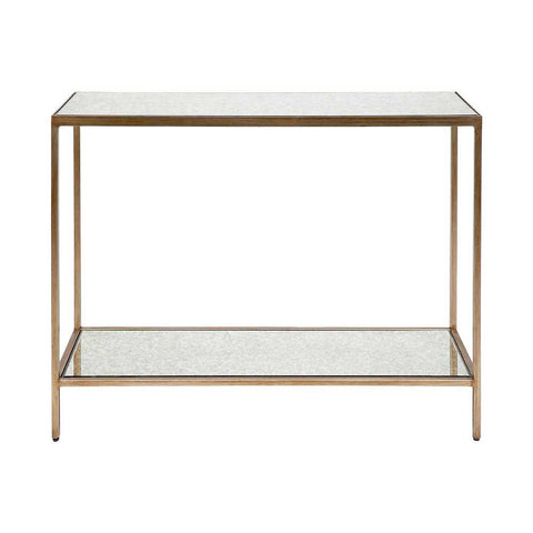 Cocktail 90cm Mirrored Console Table - Antique Gold