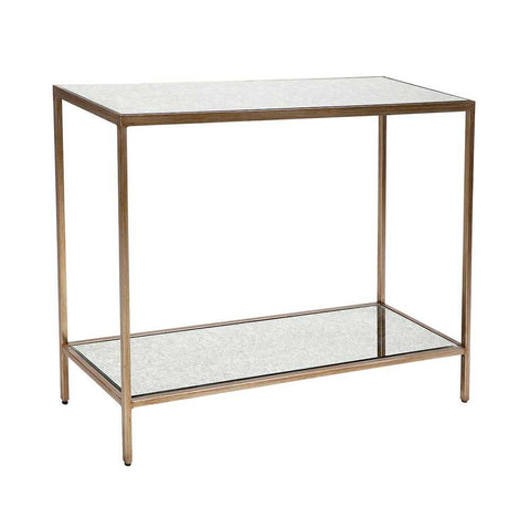 Cocktail 90cm Mirrored Console Table - Antique Gold