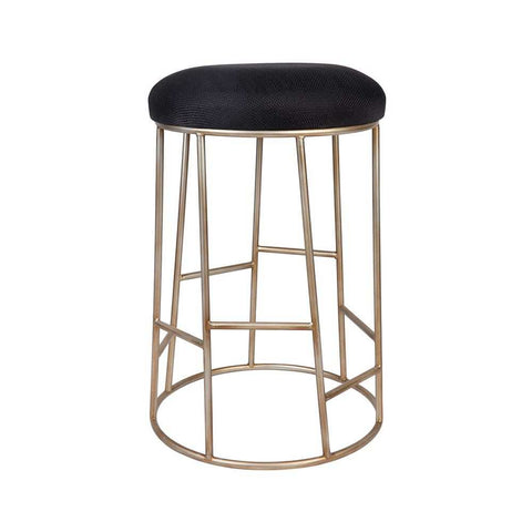 Aiden Gold Steel Kitchen Stool - Black Linen - Kitchen and Bar Stools - Eleganté