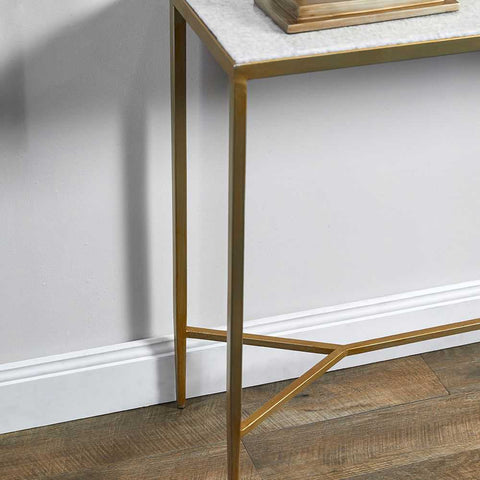 Chloe 90cm Stone Console Table - Antique Gold