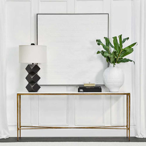 Heston 180cm Marble Console Table -  Brass