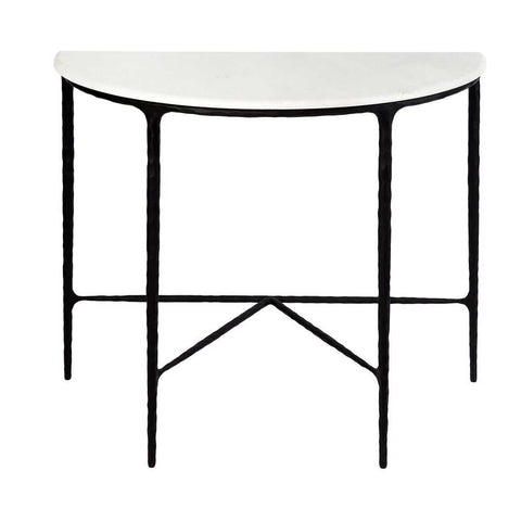 Heston 90cm Marble Demilune Table - Black