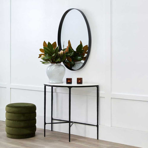 Heston 90cm Marble Demilune Table - Black