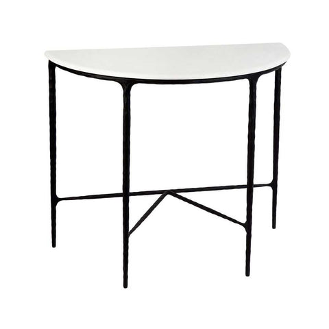 Heston 90cm Marble Demilune Table - Black