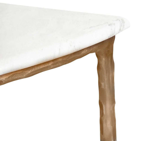 Heston 90cm Marble Demilune Table - Brass