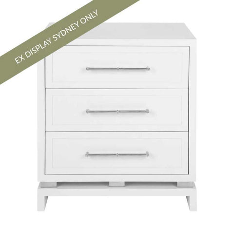 Pearl Bedside Table - Large White - OUTLET NSW