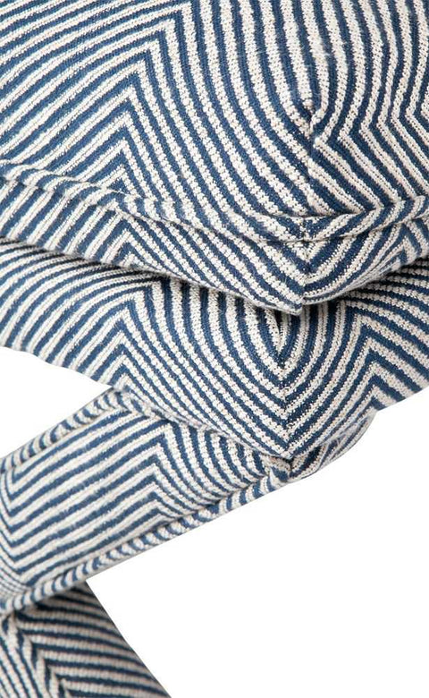 Candace Stool - Chevron Blue Linen - Ottomans and Stools - Eleganté