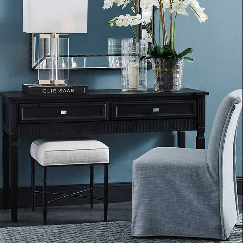 Hacienda Black Iron Stool - Natural Linen