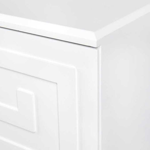 Greek Key Bedside Table - White
