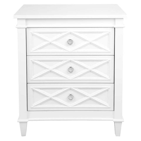 Plantation Bedside Table -  Large White