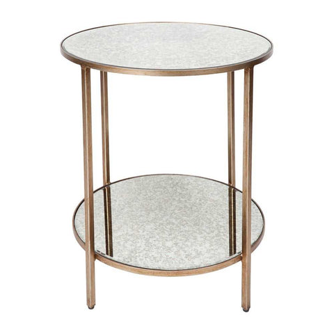 Cocktail Mirrored Side Table - Antique Gold