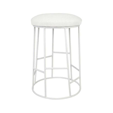 Aiden White Steel Kitchen Stool - Natural Linen