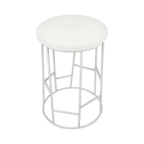 Aiden White Steel Kitchen Stool - Natural Linen