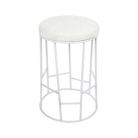 Aiden White Steel Kitchen Stool - Natural Linen