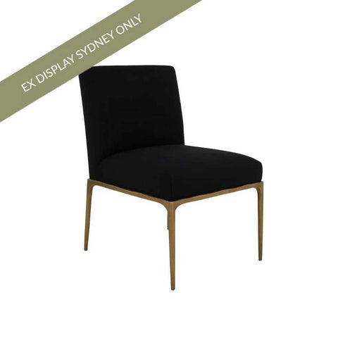 Heston Brass Dining Chair - Black Linen - OUTLET NSW