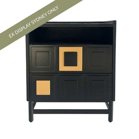 Saxon 2 Drawer Bedside Table - Black - OUTLET NSW