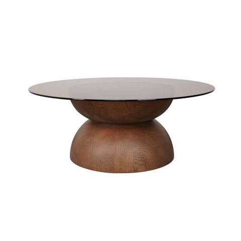 Caden Glass Coffee Table - Medium Walnut - OUTLET NSW